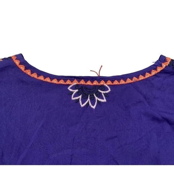NWT Solitaire royal blue boho embroidered peasant blouse - Picture 11 of 12
